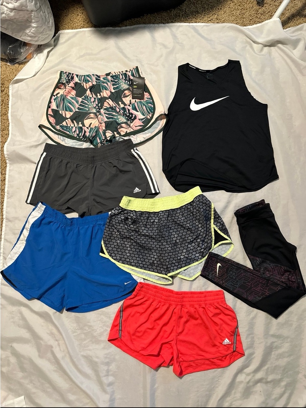 Bundle Athletic Wear Nike Adidas Champion Shorts Leggings Tank Sz L
